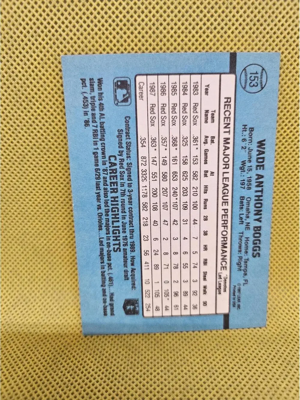 Donruss wade boggs